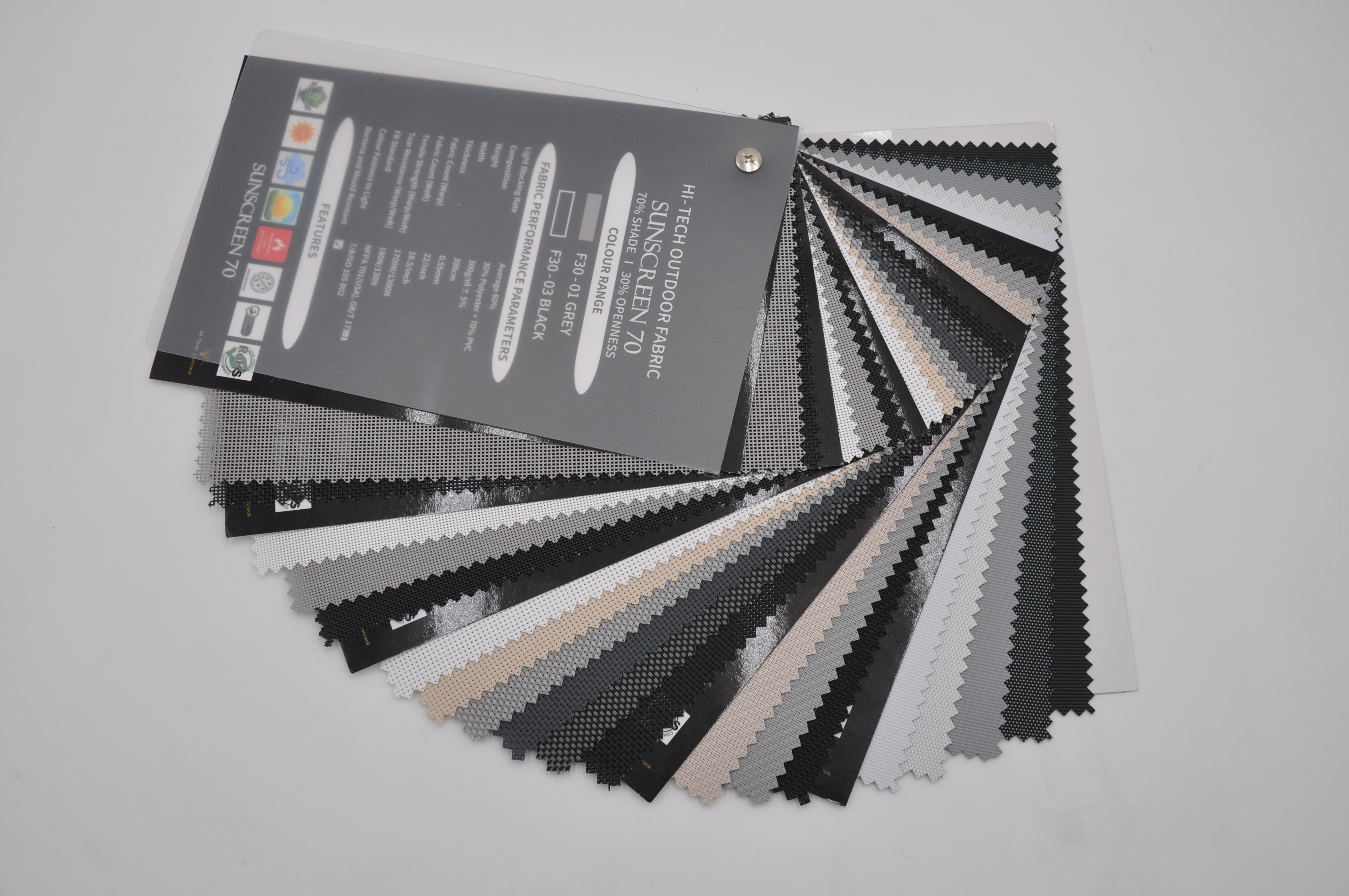 Outdoor blind fabrics and colours